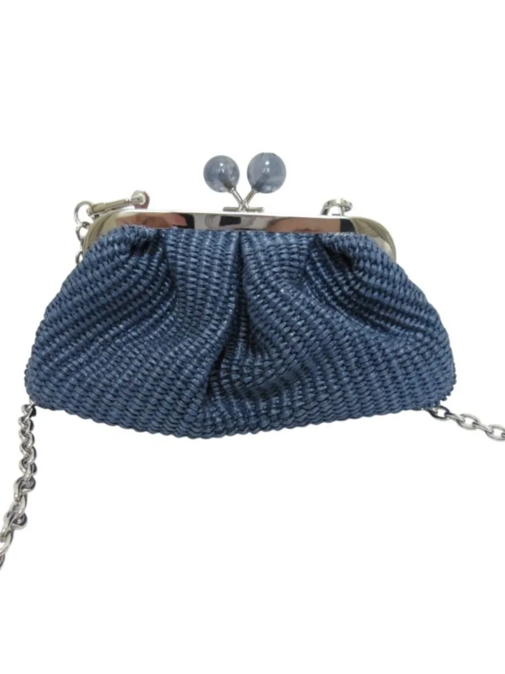 Max Mara Weekend Pasticcino Kiss Lock Braided Shoulder Bag Navy